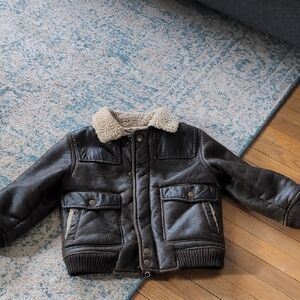 Gap Kids Brown Aviator Jacket with Sherpa Collar
